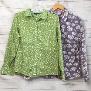 Two printed button down shirts